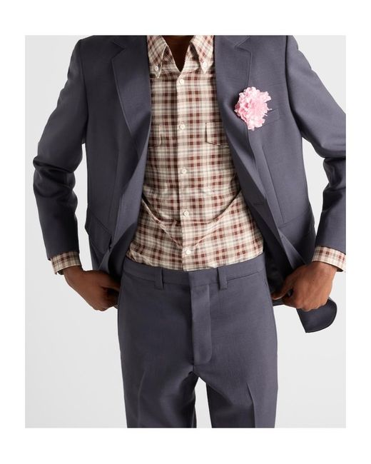 Prada Brown Checked Cotton Button-Down Shirt for men