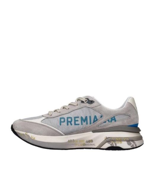 Premiata Gray Moe Run Logo-Applique Sneakers for men