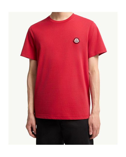 Moncler Red Logo Cotton Jersey T-Shirt for men