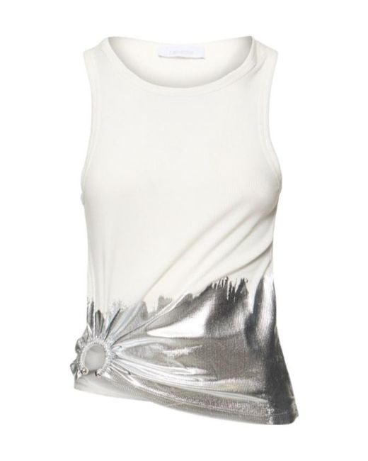 Rabanne White Ribbed Cotton Blend Jersey Tank Top