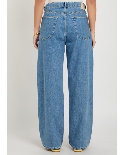 Rag & Bone Blue Mid-Rise Wide-Leg Jeans