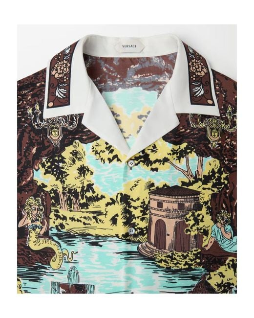 Versace Black Pattern-Printed Twill Slim Shirt for men