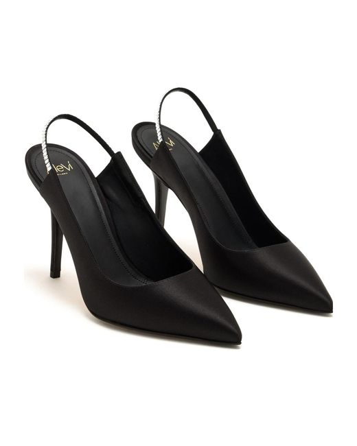 ALEVI Black Danielle Crystal-Embellished Slingback Pumps