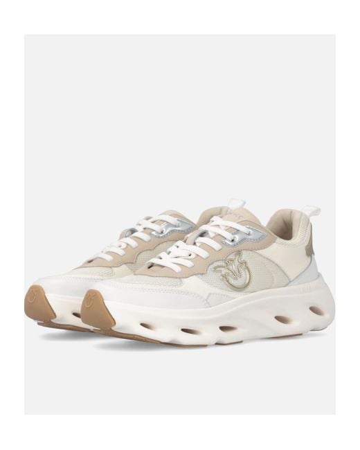 Pinko White Logo-Appliqué Sneakers