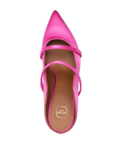 Malone Souliers Pink Satin Finish Pointed Toe Mules