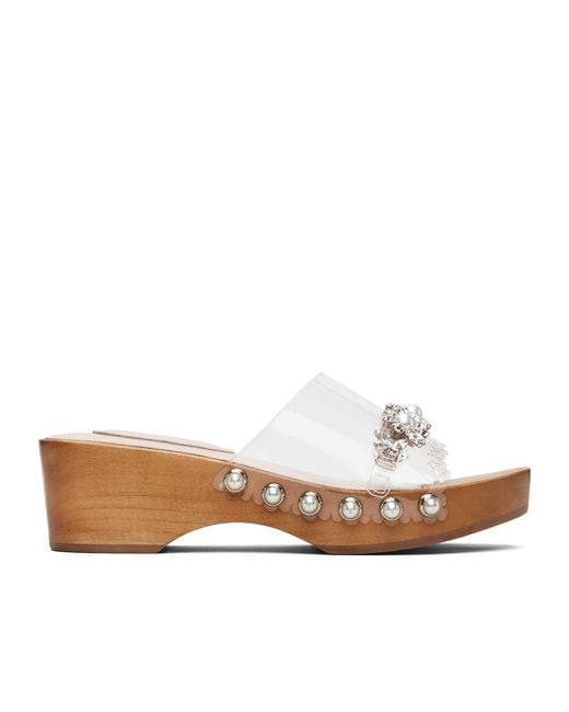 Simone Rocha White Embellished Scalloped Wooden Clog Sandals