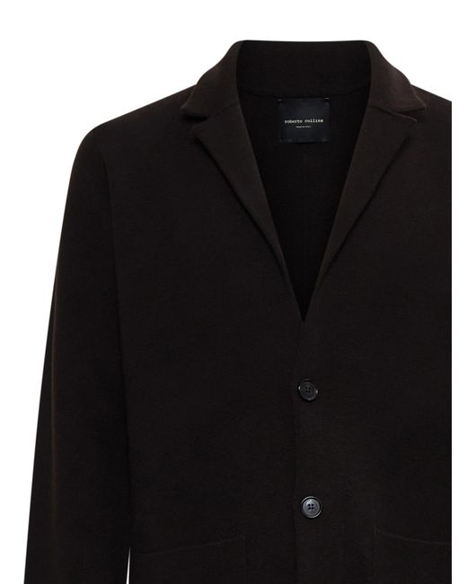 Roberto Collina Black Long Sleeved Knitted Blazer for men