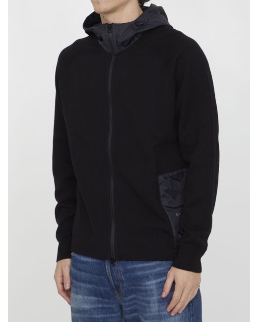 C P Company Blue Logo-Printed Zipped Fleece Hoodie for men