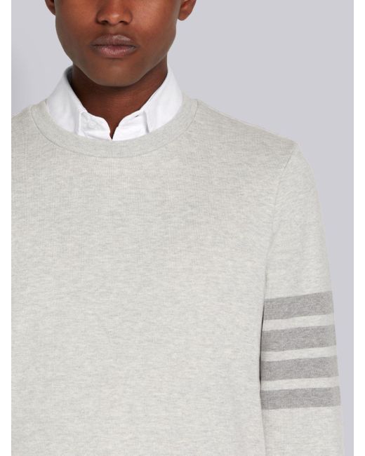Thom Browne White Bar Crewneck Sweatshirt for men
