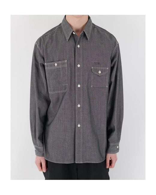 Nanamica Gray Long-Sleeved Denim Shirt for men