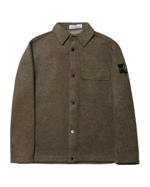 Stone Island Green Snap-Button Shirt Jacket for men