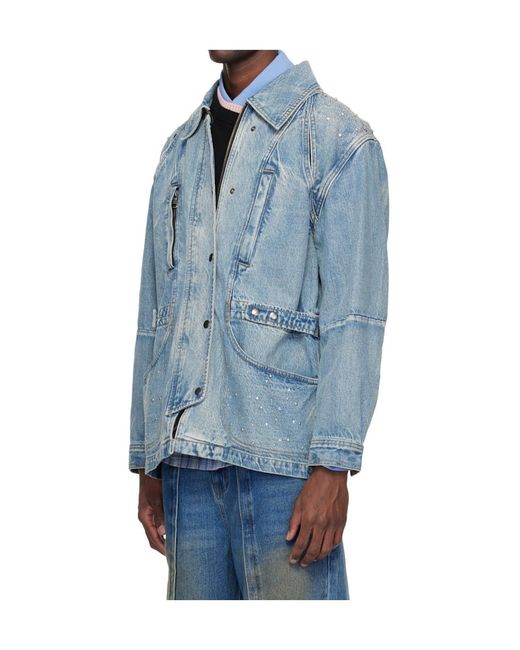 ANDERSSON BELL Blue Jeweled Denim Jacket for men