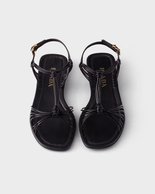 Prada Brown Triangle-Logo Sandals