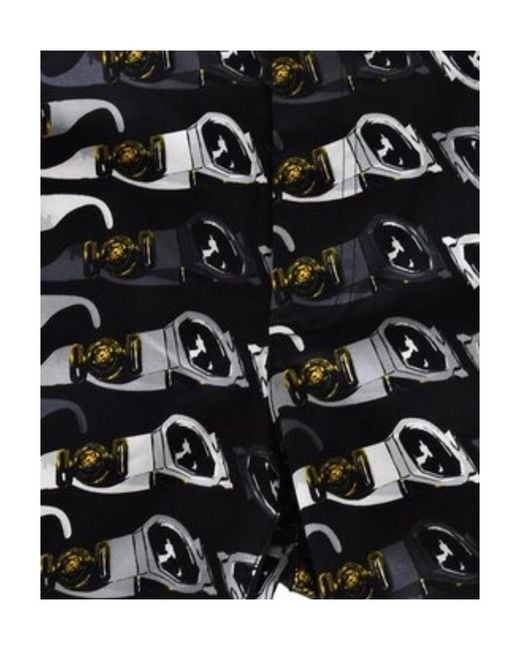 Versace Black Printed Logo Shorts for men