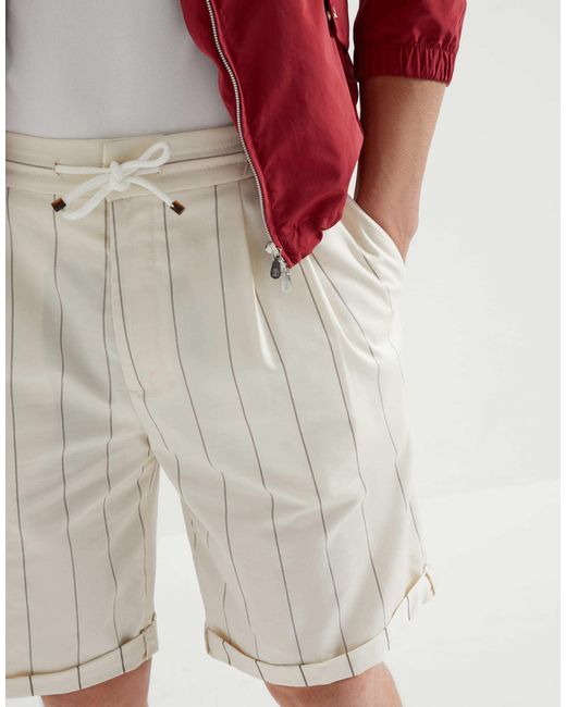 Brunello Cucinelli Multicolor Striped Bermuda Shorts for men