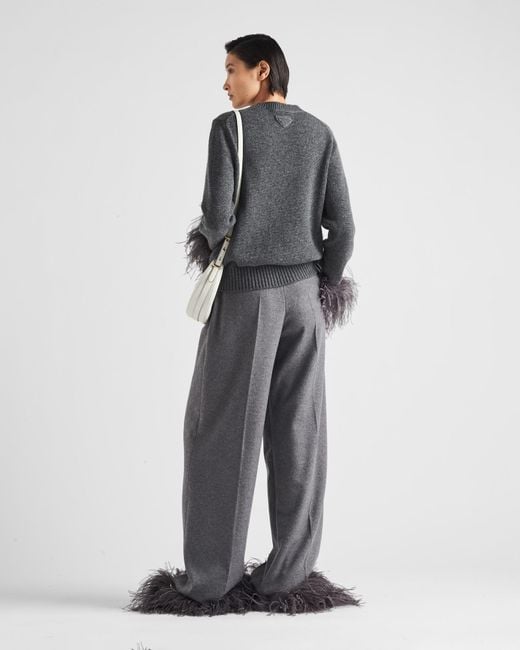Prada Gray Wide-Leg Trousers