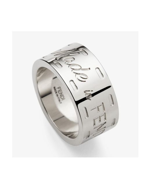 Fendi White Wide Band Ring for men