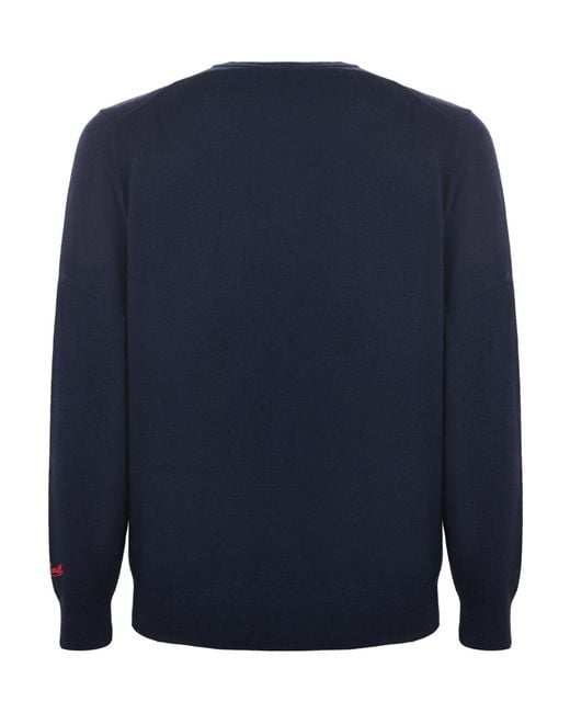 Mc2 Saint Barth Blue Embroidered Crewneck Sweater for men