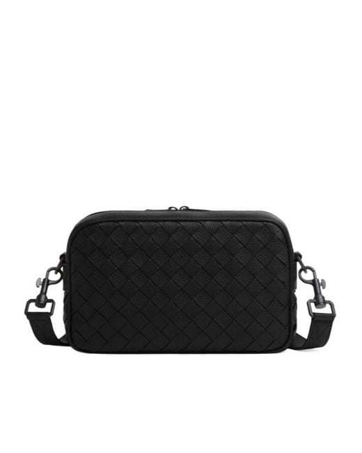 Bottega Veneta Black Small Intrecciato Camera Bag for men