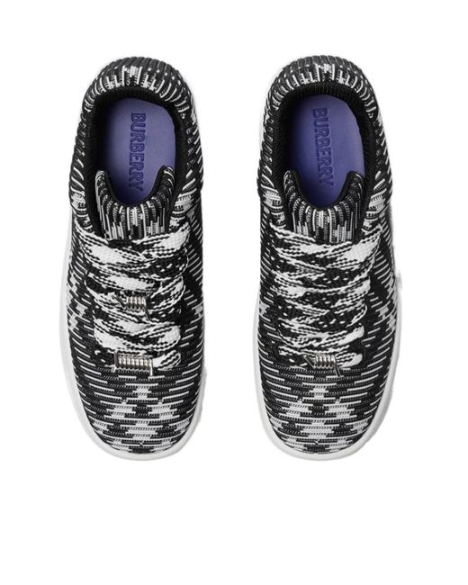 Burberry Black Check Knit Low-Top Sneakers