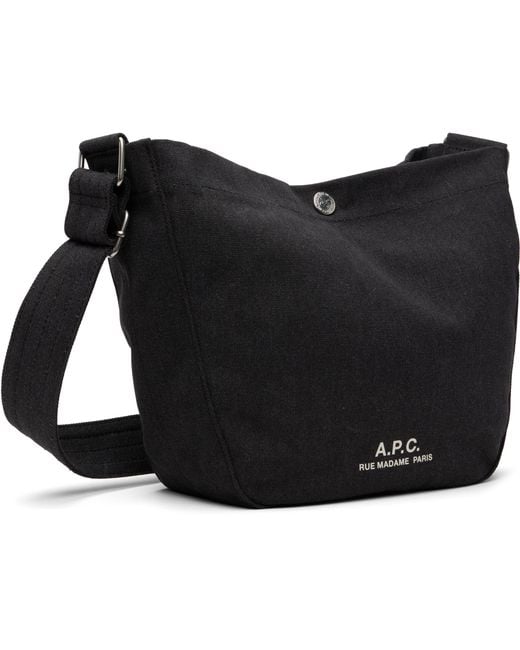 A.P.C. Black Journal Small Shoulder Bag for men