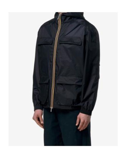 K-Way Blue Lightwind Zip Pocket Hooded Jacket for men