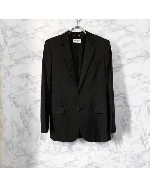 Saint Laurent Black Single-Breasted Straight Collar Jacket for men