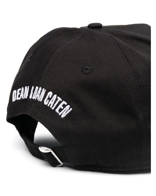 DSquared² Black Logo Patch Baseball Cap for men