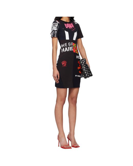MARINE SERRE Red Graphic-Printed Patchwork Mini Dress