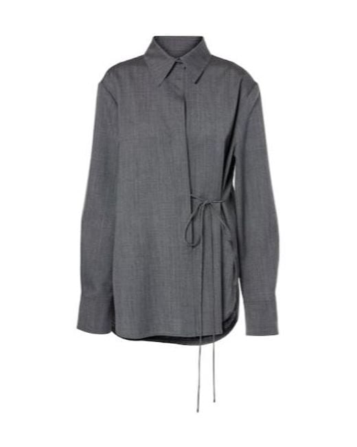 Jil Sander Gray Belted Wool Shirt