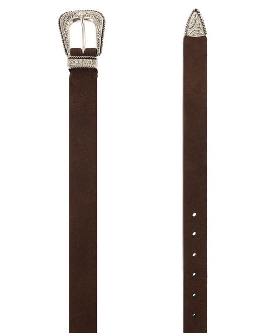 Brunello Cucinelli Brown Reversed Leather Belt With Tip for men