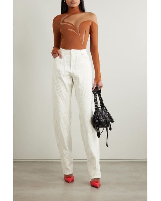 Mugler Brown Long-Sleeved Jumpsuit