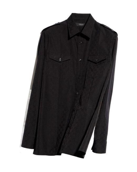 Gucci Black Collared Long-Sleeve Shirt for men