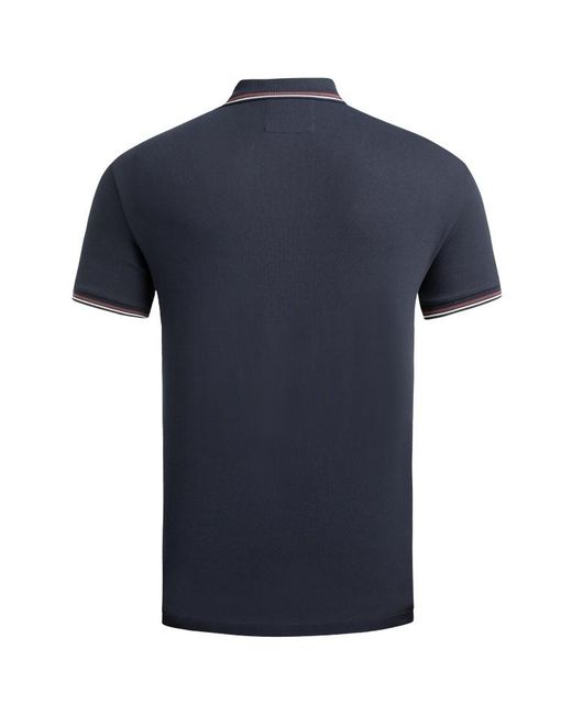 Emporio Armani Blue Logo Printed Short Sleeved Polo Shirt for men