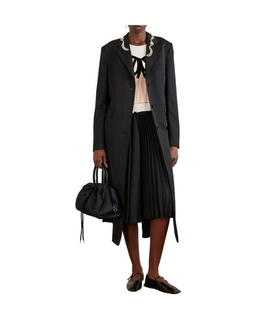 Simone Rocha Black Embellished Woven Coat