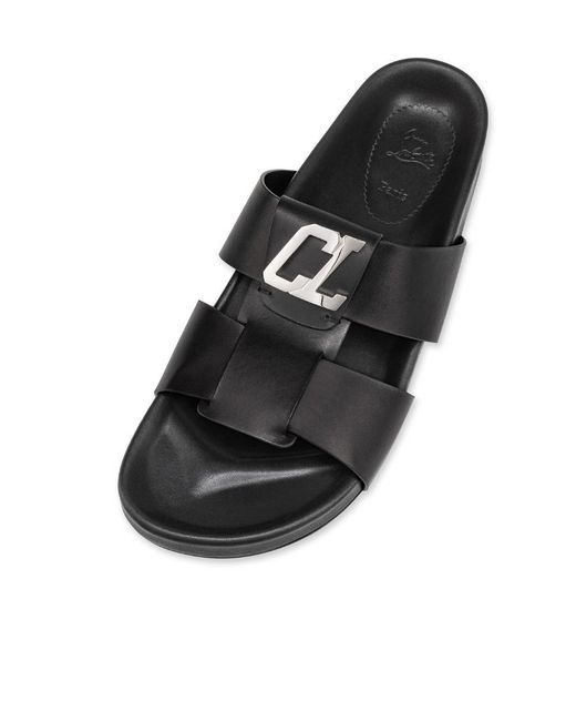 Christian Louboutin Dhabubizz Logo Plaque Sandals in Black