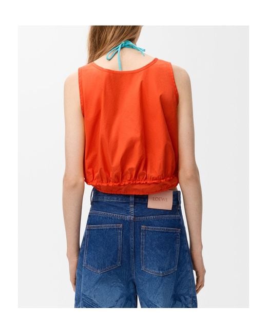 Loewe Red Drawstring Waist Crewneck Top