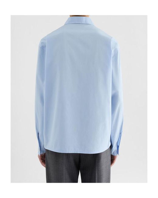 Jil Sander Blue Lightweight Cotton Poplin Shirt for men