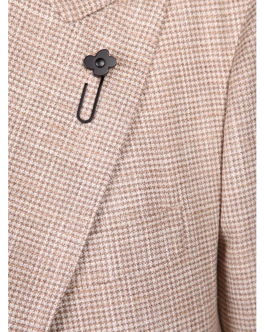 Lardini Pink Micro Houndstooth Two-Button Blazer for men