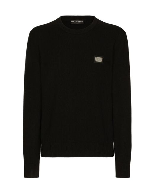 Dolce & Gabbana Black Logo Round Neck Sweater for men