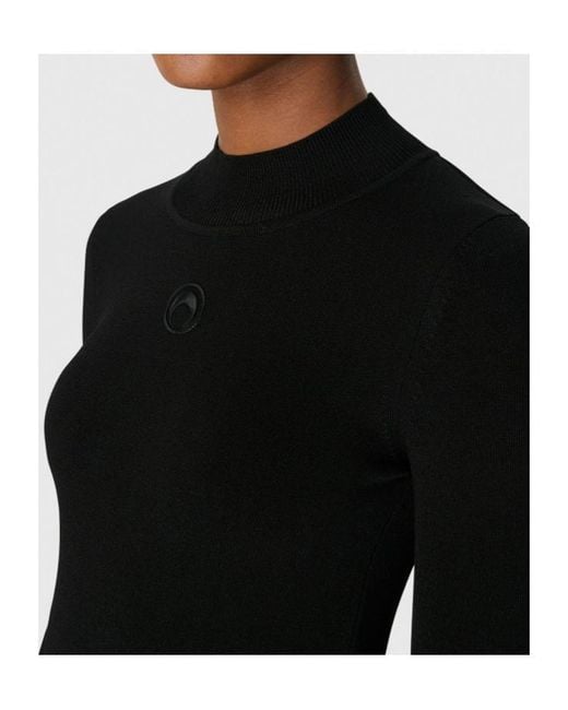 MARINE SERRE Blue Mock-Neck Fitted Knitted Sweater for men