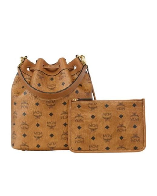 MCM Brown Dessau Monogram Bucket Bag