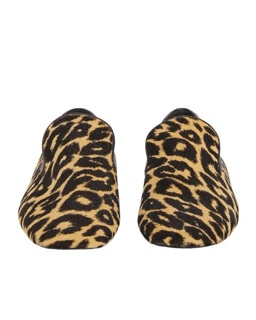 Jil Sander Brown Leopard Printed Slip-On Flat Loafers