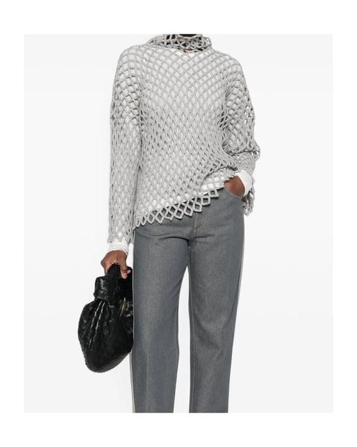 Sportmax Gray Open-Knit Top