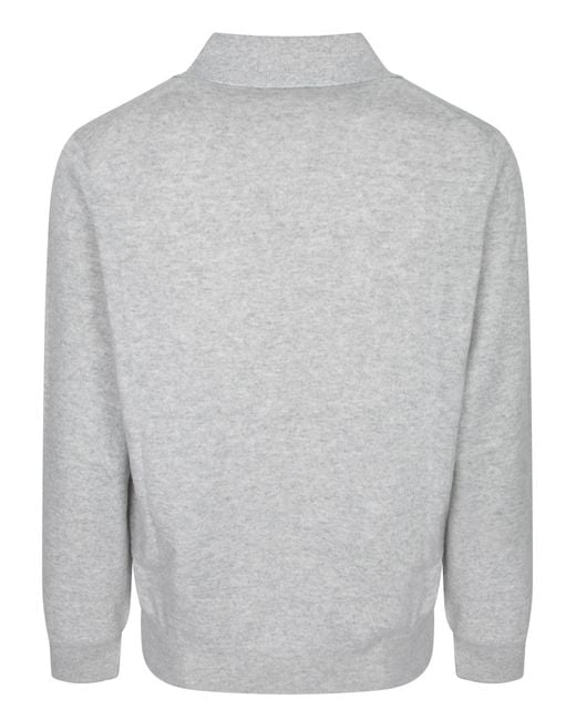 Brunello Cucinelli Gray Polo-Neck Knitted Jumper for men