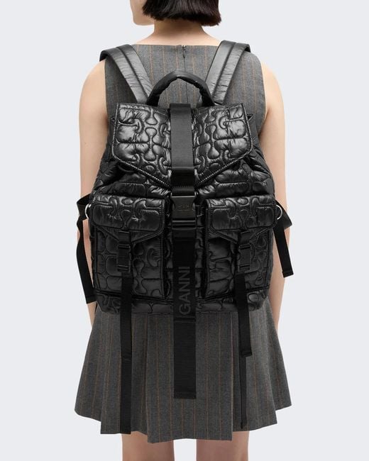 Ganni Black Quilted Backpack