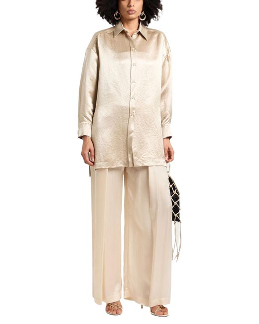 Max Mara Natural Solid Satin Long Shirt