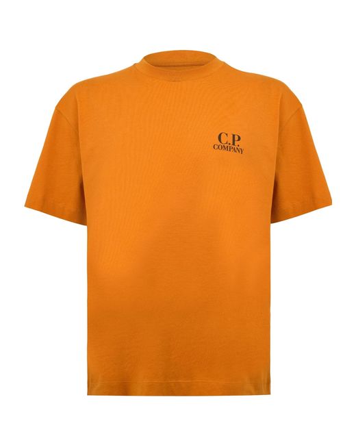 C P Company Orange Logo Crew Neck T-Shirt for men