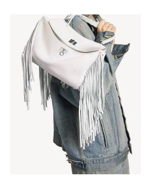 Balenciaga White Rodeo Fringe Detailed Small Handbag