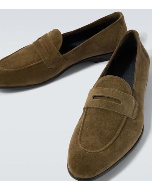 Brioni Brown Suede Penny Loafers for men